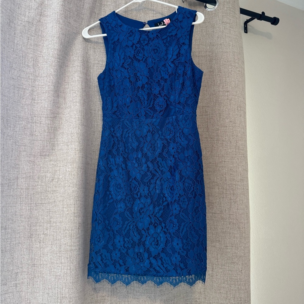 Lulu's Sapphire Blue Lace Mini Dress